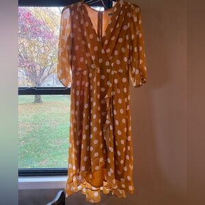 Mustard yellow polka dot dress